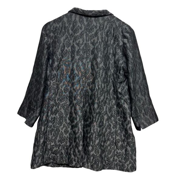 Eileen Fisher Petite Silk Blend Animal Print Jacquard Jacket PS – Gray Black - Picture 2 of 7